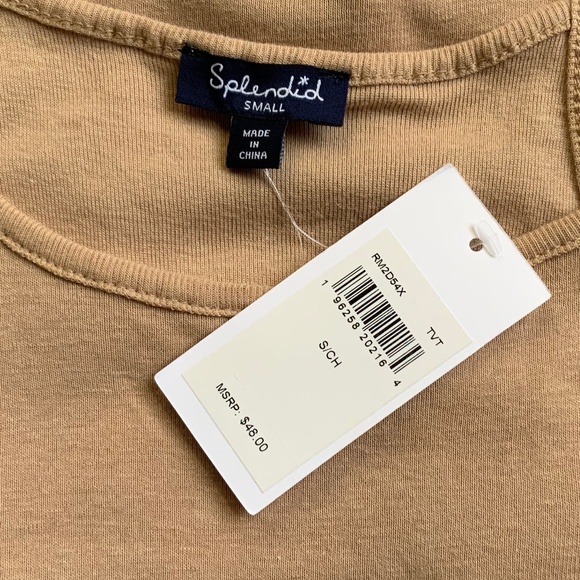 Splendid Tank Top Halter Tank Size Small Beige Neutral Cotton $48 - Picture 4 of 12